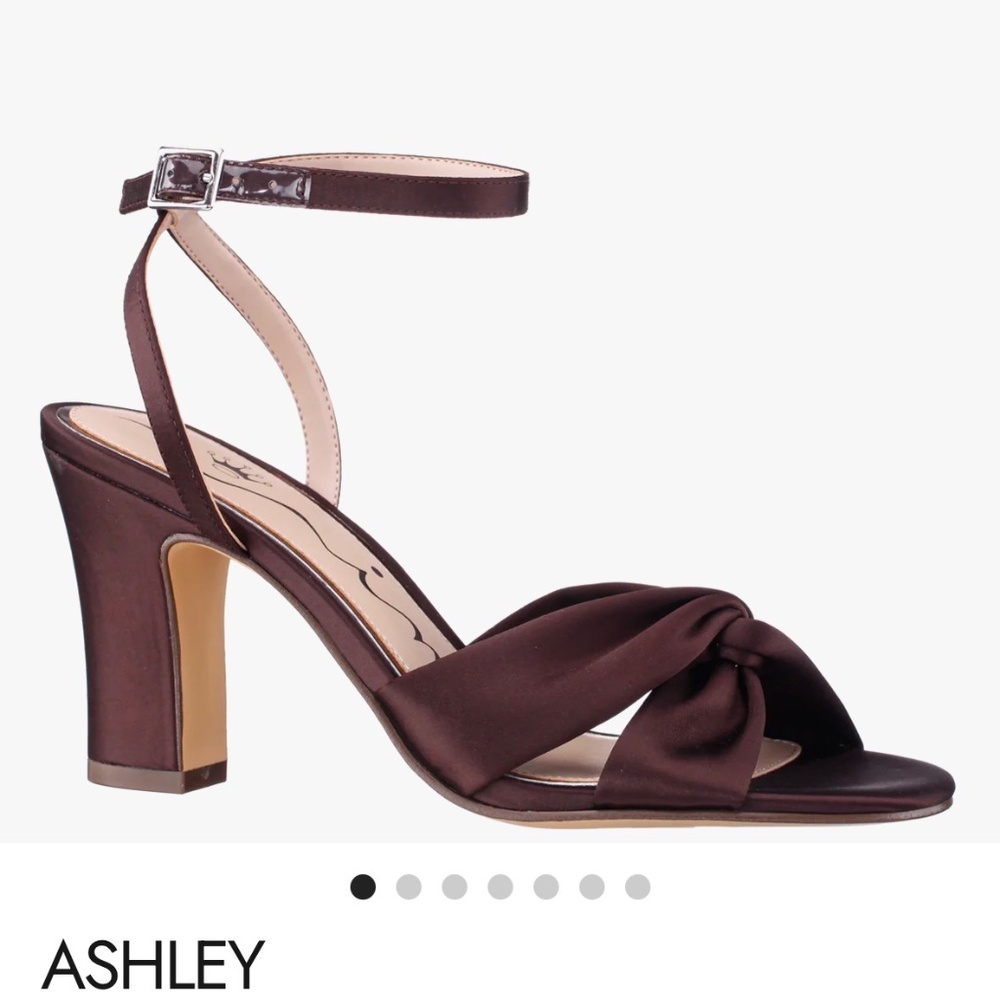 Never Worn Chocolate Satin Heels; size 5.5 - Picture 5 of 5